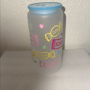 XOXO Frosted Tumbler with Colorful Candy Designs
